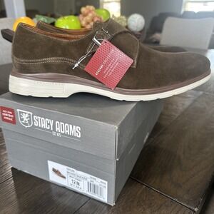 Stacy Adams Men's Taylen‎ Plain Toe Monk Strap Brown Size 12M NEW IN BOX